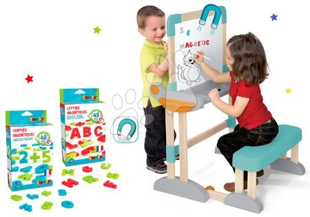 Table in klopi kompleti - Komplet lesena klop Modulo Space zložljiva magnetna Smoby