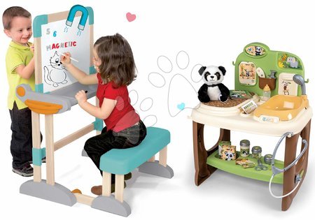 Pizarras y mesas sets - Set drevená lavica Modulo Space skladacia magnetická Smoby