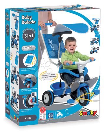 Tříkolky od 10 měsíců - Tříkolka Baby Balade Blue Smoby - 13