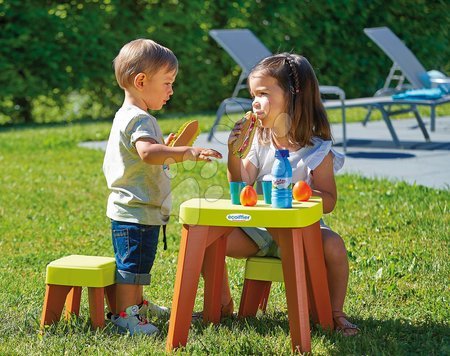 Écoiffier - Stůl se dvěma židlemi Garden&Seasons Ecoiffier s potravinami 10 doplňků výška 38 cm od 12 měsíců