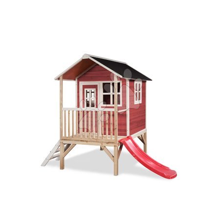 Detské drevené domčeky so šmýkalkou - Domček cédrový na pilieroch Loft 300 Red Exit Toys 