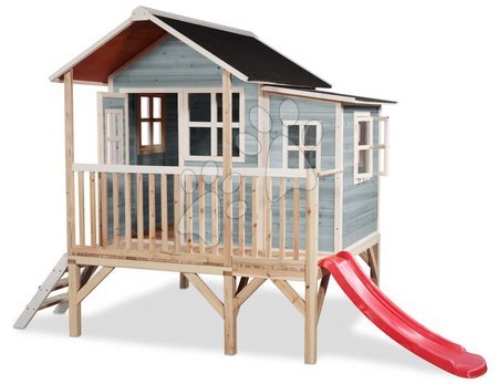 Detské drevené domčeky so šmýkalkou - Domček cédrový na pilieroch Loft 350 Blue Exit Toys_1