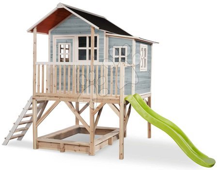 Detské drevené domčeky so šmýkalkou - Domček cédrový na pilieroch Loft 550 Blue Exit Toys 