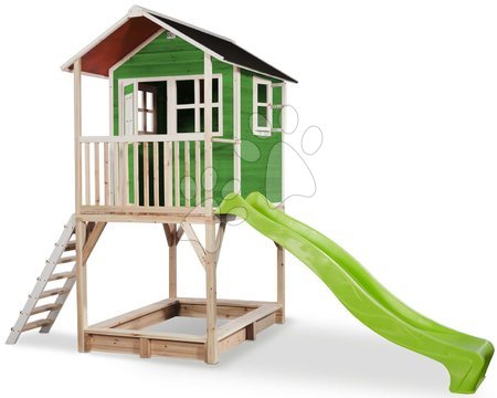 Detské drevené domčeky so šmýkalkou - Domček cédrový na pilieroch Loft 700 Green Exit Toys _1