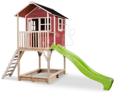 Detské drevené domčeky so šmýkalkou - Domček cédrový na pilieroch Loft 700 Red Exit Toys _1