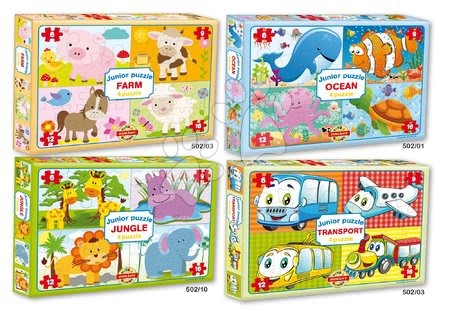 Jucării pentru bebeluși - Puzzle Junior Jungle 4 Dohány Animale din junglă_1