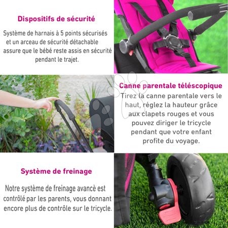 Triciklik 10 hónapos kortól - Tricikli összecsukható smarTfold 400S Pink 6in1 smarTrike - 9