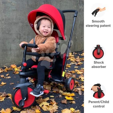 Pentru bebelușii de la naștere - Tricicletă pliabilă smarTfold 6în1 smarTrike 300 Plus Red TouchSteering compactă cu roți EVA de la 10 luni_1