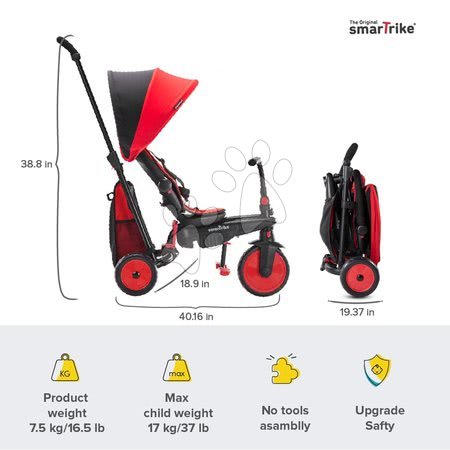 Rowerki trójkołowe od 10 miesiąca - Rowerek trójkołowy składany z regulowanym oparciem smarTfold 6v1 smarTrike - 2