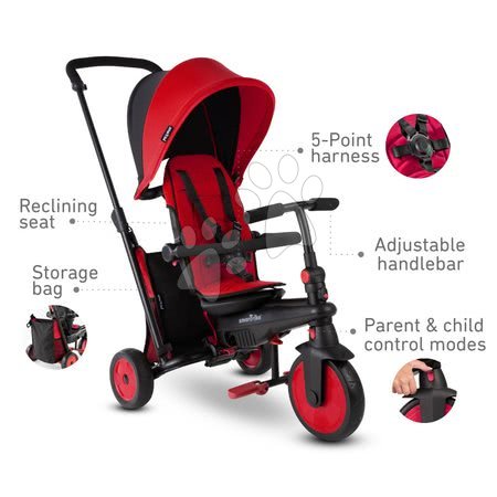 Rowerki trójkołowe od 10 miesiąca - Rowerek trójkołowy składany z regulowanym oparciem smarTfold 6v1 smarTrike - 5