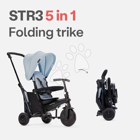 Tříkolky od 10 měsíců - Tříkolka a kočárek skládací 5v1 STR3 Cool Grey smarTrike - 2