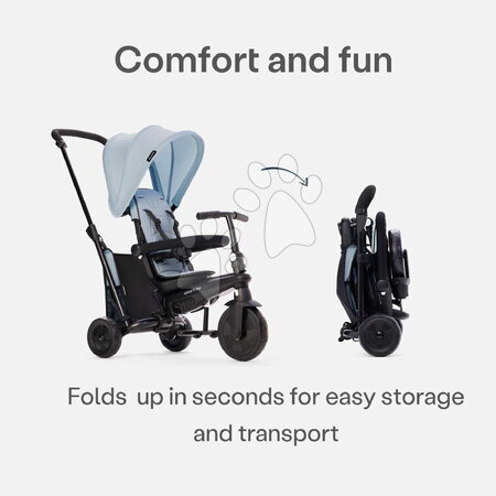 Tříkolky od 10 měsíců - Tříkolka a kočárek skládací 5v1 STR3 Cool Grey smarTrike - 6