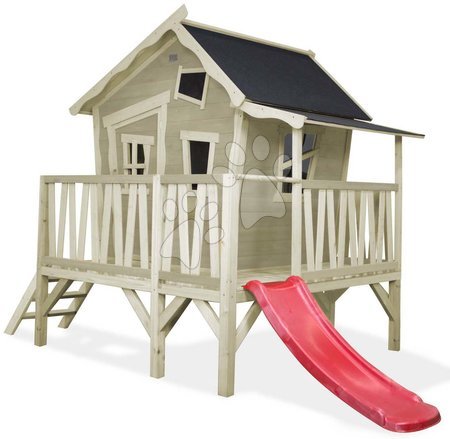 Detské drevené domčeky so šmýkalkou - Domček cédrový na pilieroch Crooky 350 Exit Toys 
