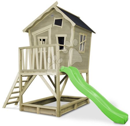 Detské drevené domčeky so šmýkalkou - Domček cédrový na pilieroch Crooky 500 Exit Toys 