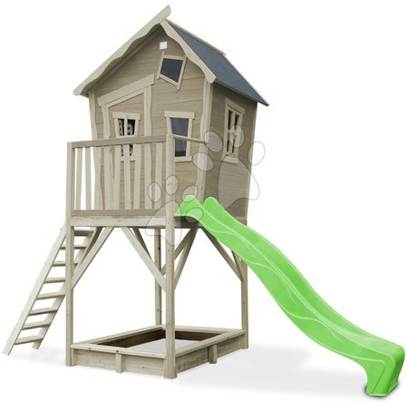 Detské drevené domčeky so šmýkalkou - Domček cédrový na pilieroch Crooky 700 Exit Toys 