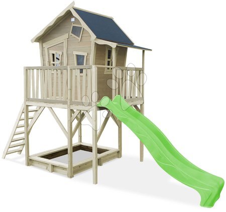 Detské drevené domčeky so šmýkalkou - Domček cédrový na pilieroch Crooky 750 Exit Toys 