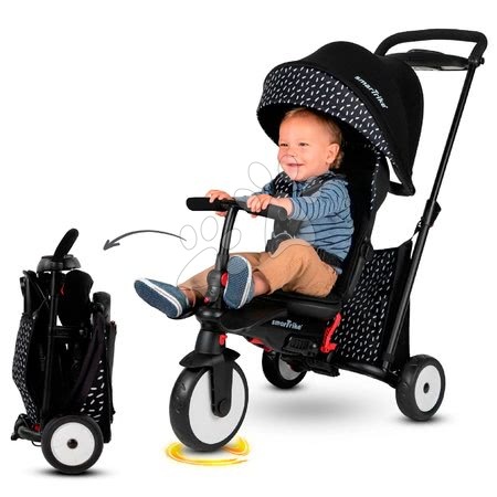 Rowerki trójkołowe od 6 miesiąca - Rowerek trójkołowy i wózek składany STR5 Black&White 7w1 smarTrike - 5