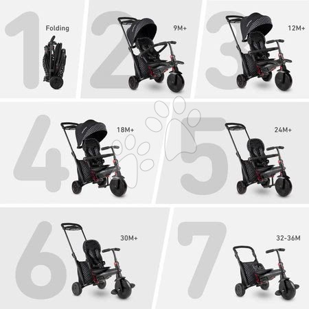 Triciklik 10 hónapos kortól - Tricikli összecsukható smarTfold 600S Black&White 7in1 smarTrike - 13