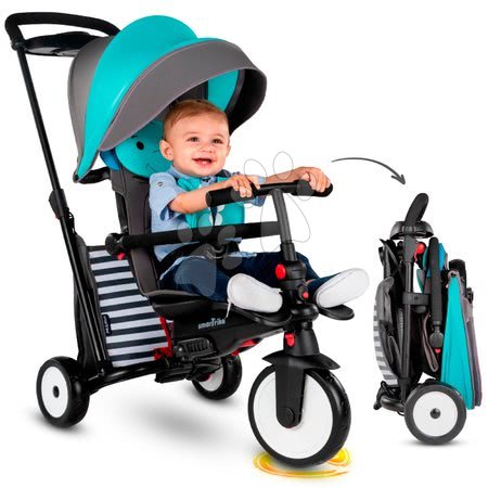 Pentru bebelușii de la naștere - Tricicletă și cărucior pliabil STR5 toT's Elephant 7în1 smarTrike Elfant cu scaun rabatabil TouchSteering și roți EVA de la 6 luni