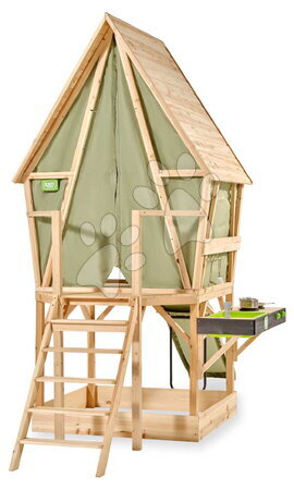 Spielhäuser aus Holz - Zypernholz-Spielhaus und Zelt auf Pfosten Yuki 550 Playhouse Exit Toys