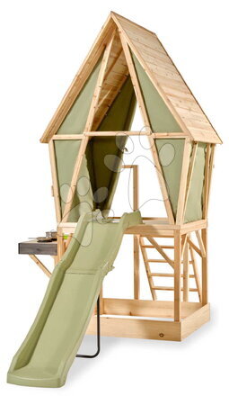 Spielhäuser aus Holz - Zypernholz-Spielhaus und Zelt auf Pfosten Yuki 550 Playhouse Exit Toys_1