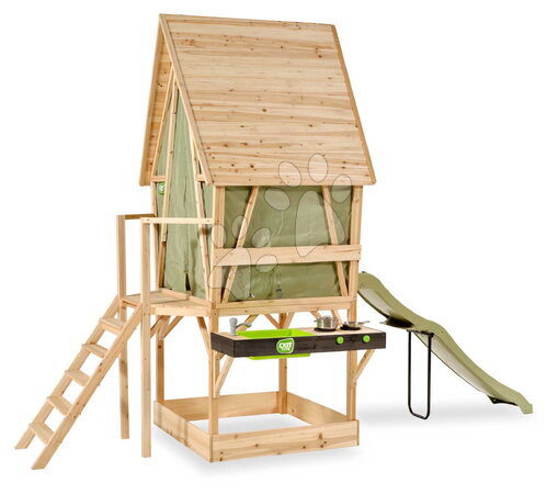 Dřevěné domečky - Domeček a stan na pilířích z cypřišového dřeva Yuki 550 Playhouse Exit Toys - 2