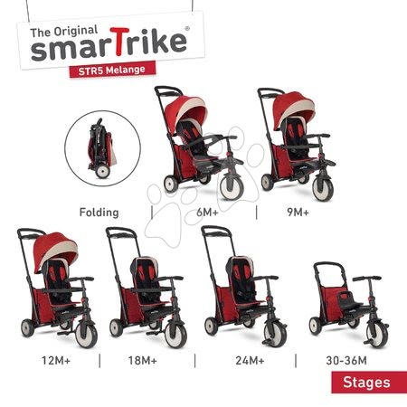 Tříkolky - Tříkolka skládací smarTfold 7v1 Stroller Melange smarTrike 500_1