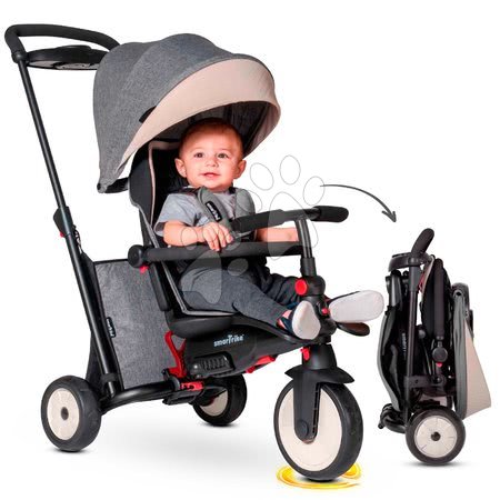 Triciclete - Tricicletă și cărucior pliabil STR5 Melange7în1 smarTrike gri cu scaun rabatabil TouchSteering și roți EVA de la 6 luni
