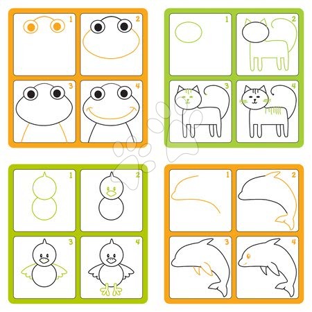 Crtanje i slikanje - Didaktička igra ploča Crtaj i briši Dohány zelena – Učimo crtati životinje korak po korak_1