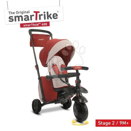 Pentru bebelușii de la naștere - Tricicletă smarTfold 7in1 smarTrike 600 de lux TouchSteering pliabilă căptuşită cu roţi EVA maro de la 9 luni