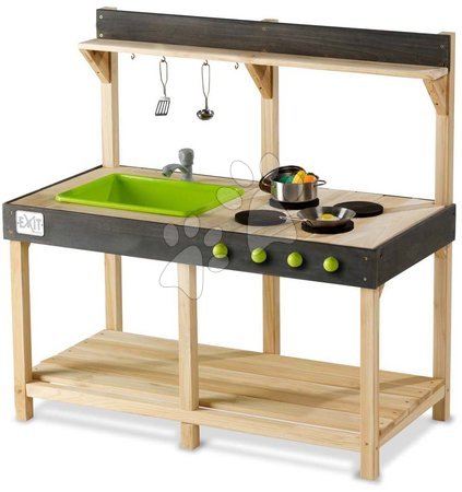 Dětské kuchyňky - Kuchyňka cedrová s tekoucí vodou Yummy 100 Outdoor Play Kitchen Exit Toys