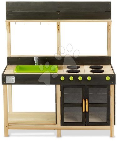 Drevené hračky - Kuchynka cédrová s tečúcou vodou Yummy 200 Outdoor Play Kitchen Exit Toys vonkajšia s rúrou na pečenie a kuchynským náradím od 24 mes_1
