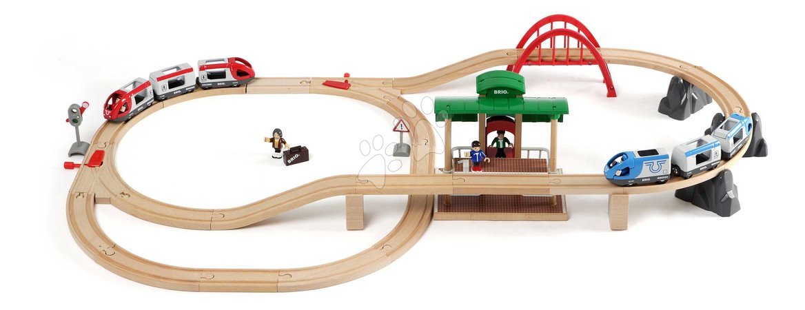 Holzeisenbahnen BRIO - Drevená vláčikodráha s nástupiskom Travel Switching Set BRIO