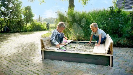 Igrače in igre za na vrt - Peskovnik iz cedre s klopmi in pokrovom Aksent wooden sandpit Exit Toys _1