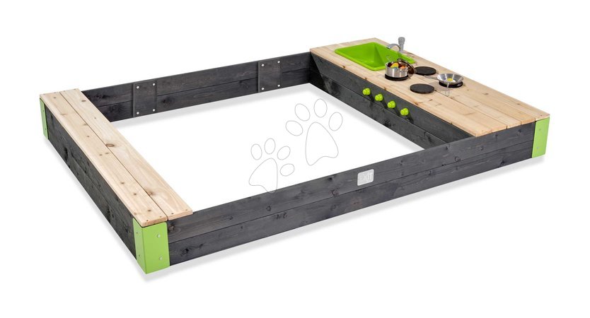 Homokozók fából - Homokozó konyhával folyó vízzel Aksen Wooden Sandpit Exit Toys