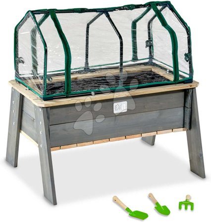 Picnic and play tables - EXIT Aksent raised planter L with greenhouse and garden tools