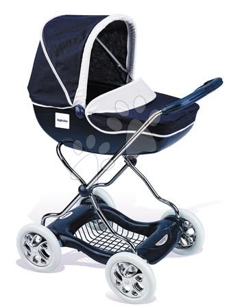 Wózki od 18 miesięcy - Wózek dla lalki Shara Smoby głęboki (72 cm rączka) srebrno-niebieski
