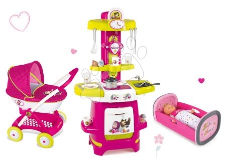 Kočárky pro panenky sety  - Set kočárek pro panenku Máša a medvěd Smoby - 16
