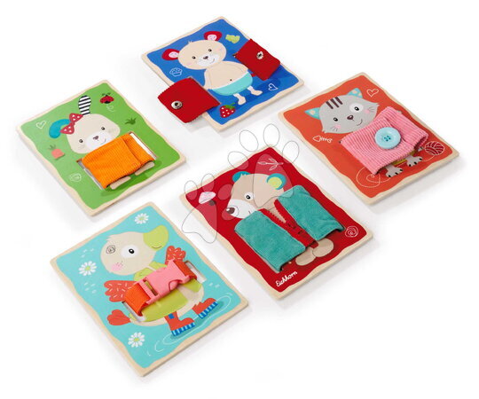 Fa oktatójátékok - Fajáték Öltöztesd fel az állatkákat Dressboard Fabric Eichhorn