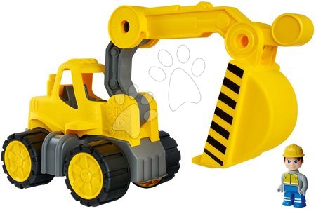 Spielzeugautos und Simulator - Bagger Power Worker Digger + Figurine BIG Arbeitsmaschine 67 cm mit Gummirädern ab 2 Jahren B54835
