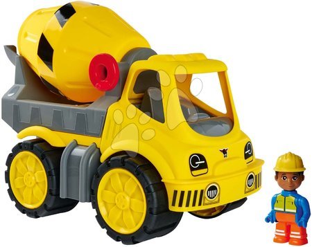 Autíčka a trenažéry - Domíchávač auto Power Worker cement Mixer + Figurine BIG s pohyblivými částmi a gumová kola od 2 let