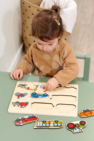 Hračky pre ročné deti - Eichhorn Wooden Insert Puzzle – Vehicles_1