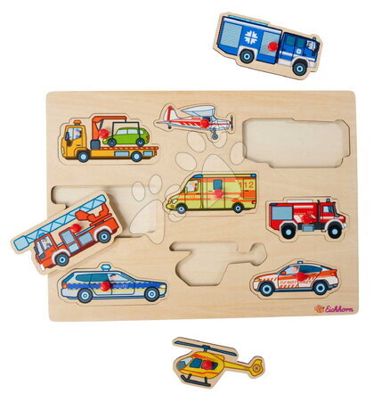 Hračky pre ročné deti - Wooden insert puzzle Rescue Vehicles / Emergency Vehicles Eichhorn