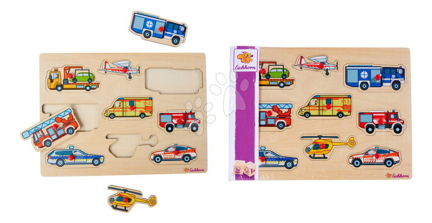 Dřevěné naučné hry - Dřevěné vkládací puzzle Záchranná vozidla Emergency Vehicles Eichhorn - 4