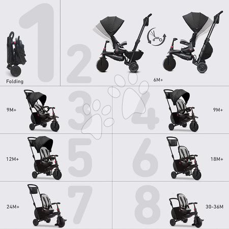 Triciklik 6 hónapos kortól - Tricikli összecsukható smarTfold 700 Black 7in1 smarTrike - 10