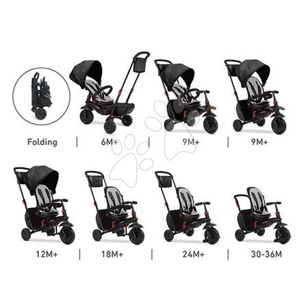 Triciklik 6 hónapos kortól - Tricikli összecsukható smarTfold 700 Black 7in1 smarTrike - 1