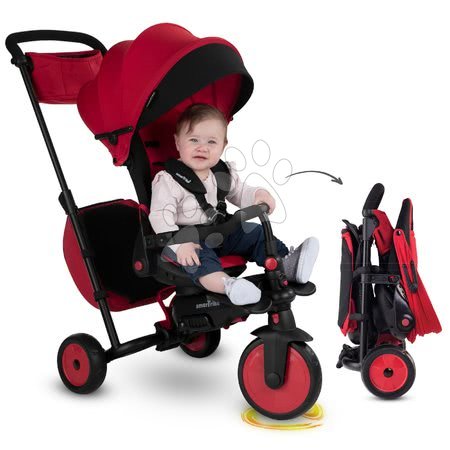 Kinderdreiräder - Dreirad und Kinderwagen faltbar STR7 Urban 7in1 smarTrike rot mit klappbarem TouchSteering-Sitz mit EVA-Rädern ab 6 Monaten