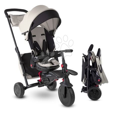 Za novorođenčad - Tricikl sklopivi smarTfold 700S Warm Grey 7u1 smarTrike sivo-bež s rotirajućim preklopnim sjedalom TouchSteering s EVA kotačićima od 6 mjes