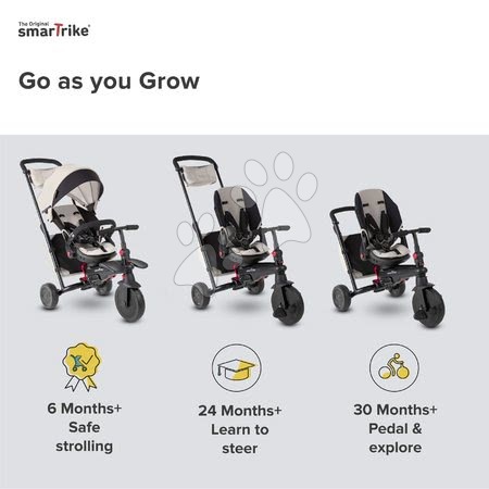 Tricikli od 6. meseca - Zložljiv tricikel smarTfold 700S Warm Grey 7v1 smarTrike - 5