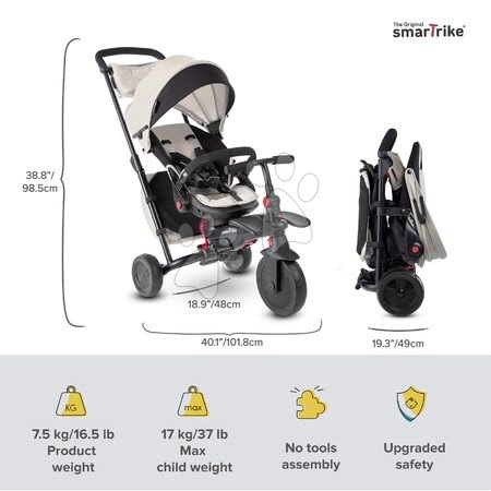 Tricikli od 6. meseca - Zložljiv tricikel smarTfold 700S Warm Grey 7v1 smarTrike - 6